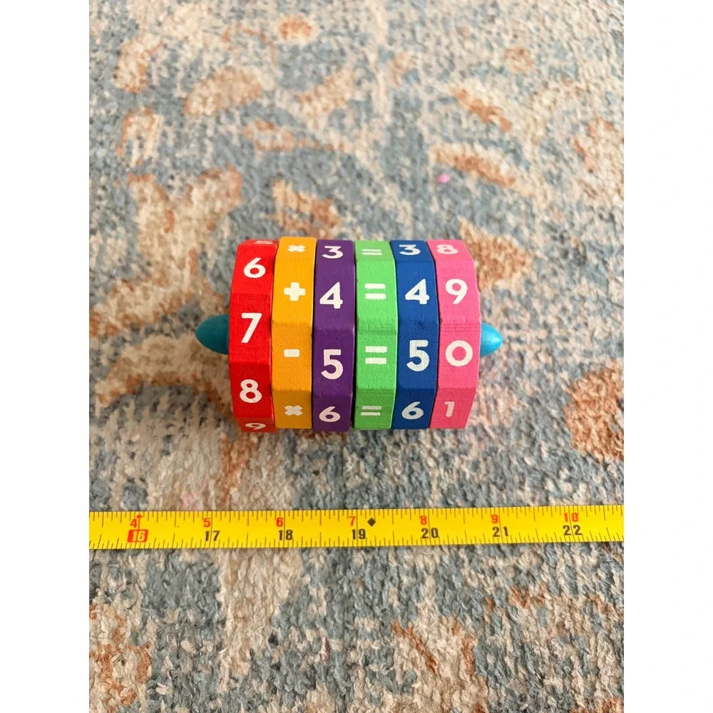 Arithmetic Mathmatical Calculator Wooden Cylinder Learning Toy
